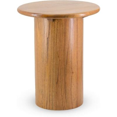 MOYCOR Mesa auxiliar pata cilíndrica madera beige d. 45 cm MOYCOR Mesa auxiliar pata cilíndrica madera beige d. 45 cm