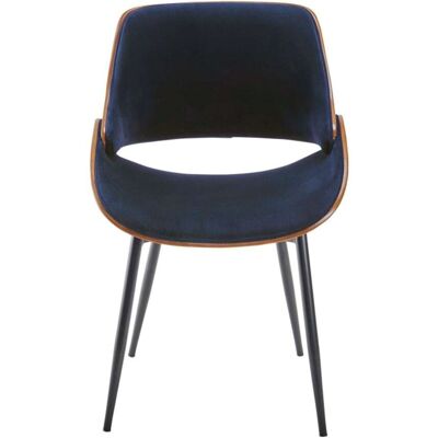 Signature Lote de 4 sillas de terciopelo azul con base de metal negro - a78 cm Signature Lote de 4 sillas de terciopelo azul con base de metal negro - a78 cm