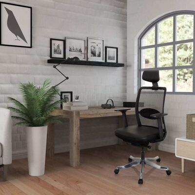 hjh OFFICE Sillón alta gama cuero / tejido de malla negro hjh OFFICE Sillón alta gama cuero / tejido de malla negro