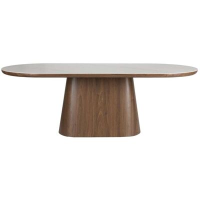 Mathi Design Mesa ovalada de comedor en nogal y mármol l200 Mathi Design Mesa ovalada de comedor en nogal y mármol l200