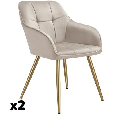 Tectake 2 sillas de comedor, aterciopeladas, 58 x 62 x 82 cm, gris topo/oro Tectake 2 sillas de comedor, aterciopeladas, 58 x 62 x 82 cm, gris topo/oro