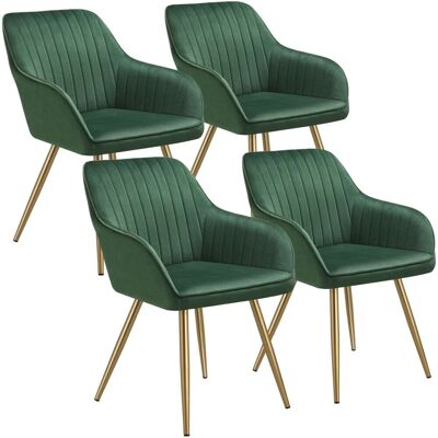 Tectake 4 sillas de comedor, aterciopeladas, 58 x 62 x 82 cm, verde oscuro/oro Tectake 4 sillas de comedor, aterciopeladas, 58 x 62 x 82 cm, verde oscuro/oro
