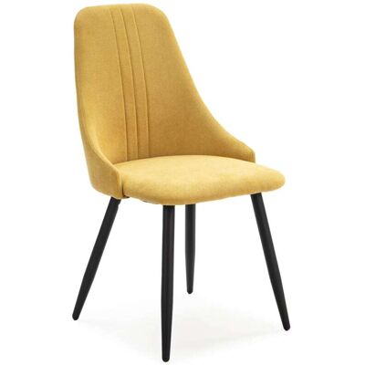 CALICOSY - Lote de 4 sillas tela - Patas de metal negro - Asiento tela - Sillas CALICOSY - Lote de 4 sillas tela - Patas de metal negro - Asiento tela - Sillas