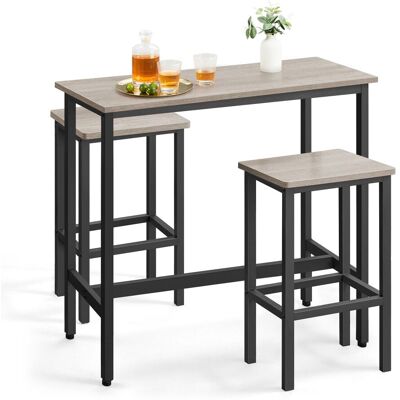 VASAGLE Juego de mesa con 2 taburetes de acero de color greige y negro VASAGLE Juego de mesa con 2 taburetes de acero de color greige y negro