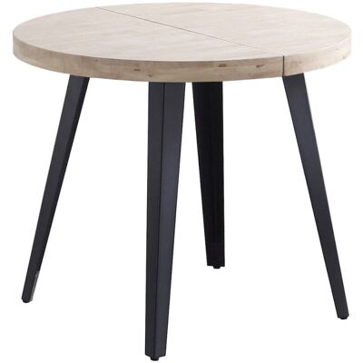 Mathi Design Mesa de comedor extensible de roble claro y patas negras d80 Mathi Design Mesa de comedor extensible de roble claro y patas negras d80