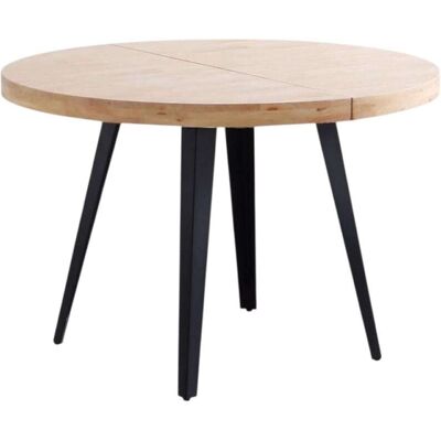 Mathi Design Mesa redonda extensible de roble claro y acero negro d120 Mathi Design Mesa redonda extensible de roble claro y acero negro d120