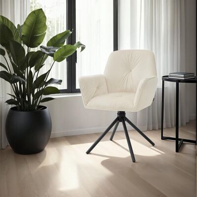 Tectake Sillón Lenia Giratorio - Terciopelo crema/negro, 2 uds Tectake Sillón Lenia Giratorio - Terciopelo crema/negro, 2 uds