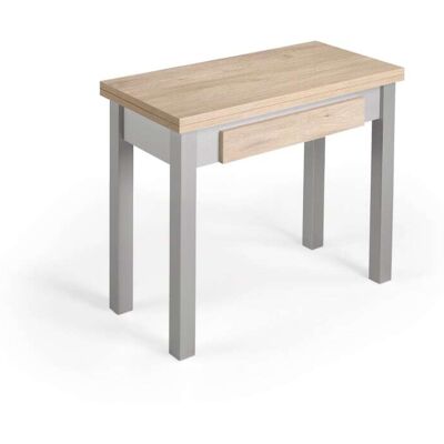Herdasa Mesa cocina extensible de melamina y metal roble-gris l40/80 cm Herdasa Mesa cocina extensible de melamina y metal roble-gris l40/80 cm