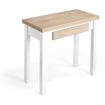 Herdasa Mesa cocina extensible de melamina y metal roble-blanco l40/80 cm Herdasa Mesa cocina extensible de melamina y metal roble-blanco l40/80 cm