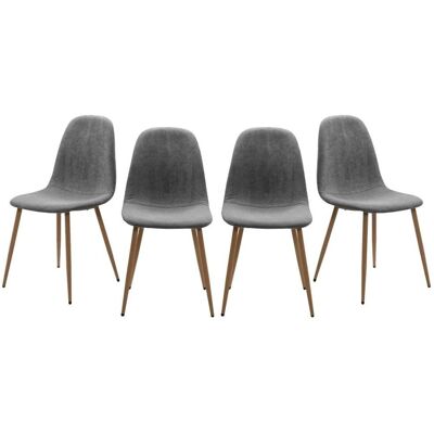 Calicosy - Conjunto de 4 sillas de pana gris - Gris - Chairs Calicosy - Conjunto de 4 sillas de pana gris - Gris - Chairs