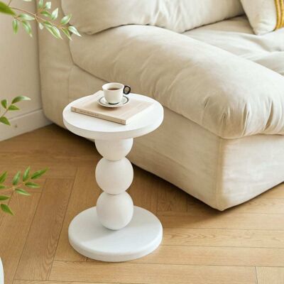 Nordlys Mesa auxiliar redonda en madera de pino blanco Nordlys Mesa auxiliar redonda en madera de pino blanco