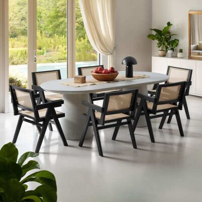 Tectake 6 sillas de comedor, ratán vienés, estilo boho, carga 120 kg, negro Tectake 6 sillas de comedor, ratán vienés, estilo boho, carga 120 kg, negro
