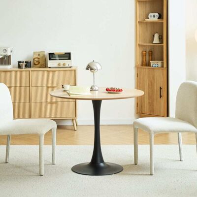 Nordlys Mesa de comedor redonda para 4 personas en accaio e madera Nordlys Mesa de comedor redonda para 4 personas en accaio e madera