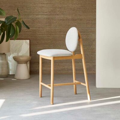 Tikamoon Silla alta de roble macizo y lana gris Tikamoon Silla alta de roble macizo y lana gris