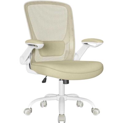 SONGMICS Silla de escritorio ergonómica de malla beige y blanco SONGMICS Silla de escritorio ergonómica de malla beige y blanco