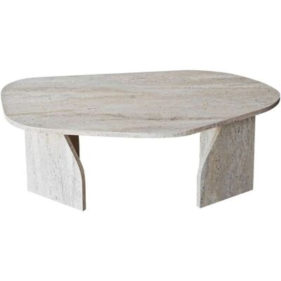 Calicosy Mesa baja con superficie de forma orgánica l100 cm - travertino Calicosy Mesa baja con superficie de forma orgánica l100 cm - travertino