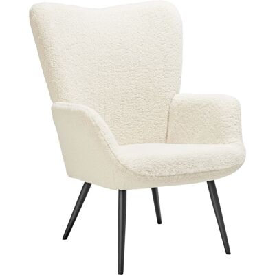 Tectake Sillón tapizado bouclé, acolchado, gran comodidad, bouclé crema/negro Tectake Sillón tapizado bouclé, acolchado, gran comodidad, bouclé crema/negro