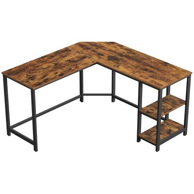 VASAGLE Escritorio de 140x140x74,7 cm de acero y tablero marrón y negro VASAGLE Escritorio de 140x140x74,7 cm de acero y tablero marrón y negro