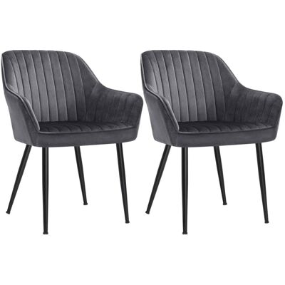 SONGMICS 2 sillas de comedor con reposabrazos de terciopelo gris y negro SONGMICS 2 sillas de comedor con reposabrazos de terciopelo gris y negro