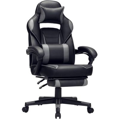 SONGMICS Silla de oficina ergonómica con reposapiés de color negro y gris SONGMICS Silla de oficina ergonómica con reposapiés de color negro y gris
