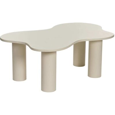 Calicosy Mesa baja con tapa de forma orgánica color crema l110 cm - blanco Calicosy Mesa baja con tapa de forma orgánica color crema l110 cm - blanco