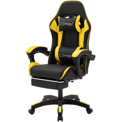 ML-Design Silla gaming ergonómica amarillo con reposapíes, cojín y reposabrazos ML-Design Silla gaming ergonómica amarillo con reposapíes, cojín y reposabrazos