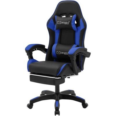 ML-Design Silla gaming ergonómica azul con reposapíes cojín lumbar reposacabeza ML-Design Silla gaming ergonómica azul con reposapíes cojín lumbar reposacabeza