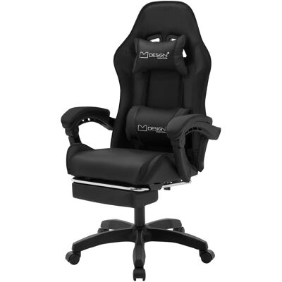 ML-Design Silla gaming ergonómica negra con reposapíes cojín lumbar reposacabeza ML-Design Silla gaming ergonómica negra con reposapíes cojín lumbar reposacabeza