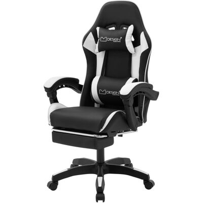 ML-Design Silla gaming ergonómica blanco con reposapíes, cojín y reposabrazos ML-Design Silla gaming ergonómica blanco con reposapíes, cojín y reposabrazos