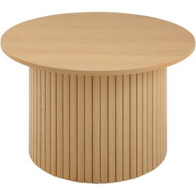 Calicosy Mesa de centro redonda con base de listones efecto madera h40 cm Calicosy Mesa de centro redonda con base de listones efecto madera h40 cm