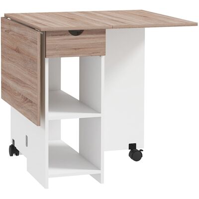 Homcom Mesa plegable comedor 120x72x75 cm roble y blanco Homcom Mesa plegable comedor 120x72x75 cm roble y blanco