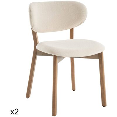 Happy Garden Juego de 2 sillas de madera clara y tela de lazo beige Happy Garden Juego de 2 sillas de madera clara y tela de lazo beige