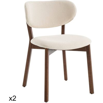 Happy Garden Juego de 2 sillas de madera oscura con tela de lazo beige Happy Garden Juego de 2 sillas de madera oscura con tela de lazo beige