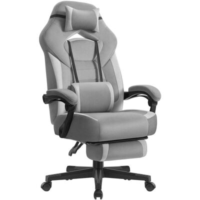 SONGMICS Silla gaming ergonómica con reposapiés de color gris SONGMICS Silla gaming ergonómica con reposapiés de color gris