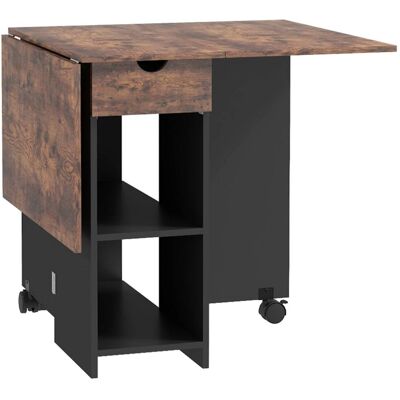 Homcom Mesa plegable comedor 120x72x75 cm marrón rústico y negro Homcom Mesa plegable comedor 120x72x75 cm marrón rústico y negro
