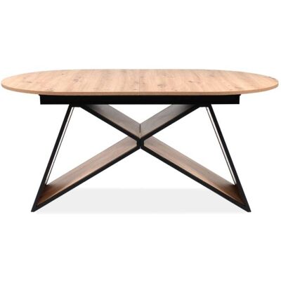 Calicosy Mesa de comedor extensible de 160 a 200 cm decorada en roble y negro Calicosy Mesa de comedor extensible de 160 a 200 cm decorada en roble y negro