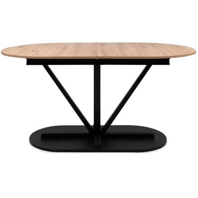 Calicosy Mesa de comedor extensible de 160 a 200 cm decorada en roble y negro Calicosy Mesa de comedor extensible de 160 a 200 cm decorada en roble y negro