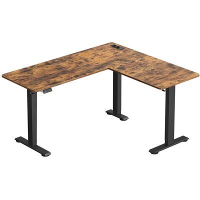 VASAGLE Escritorio en forma de l ajustable en altura de color marrón y negro VASAGLE Escritorio en forma de l ajustable en altura de color marrón y negro