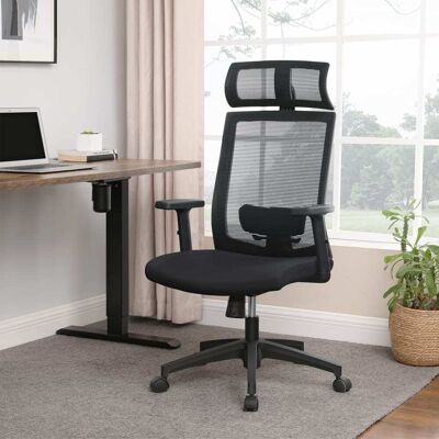 SONGMICS Silla de oficina giratoria de malla de color negro SONGMICS Silla de oficina giratoria de malla de color negro