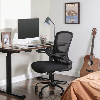 SONGMICS 2 sillas de oficina de malla con soporte lumbar de color negro SONGMICS 2 sillas de oficina de malla con soporte lumbar de color negro
