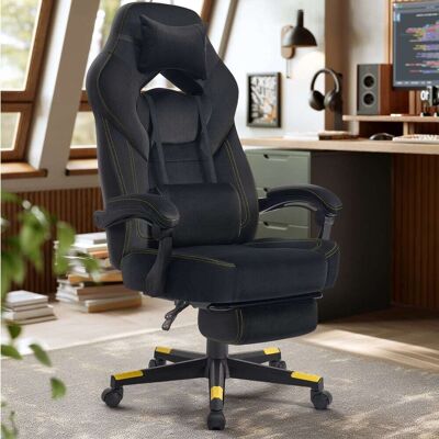 SONGMICS Silla gaming ergonómica con reposapiés de color negro SONGMICS Silla gaming ergonómica con reposapiés de color negro