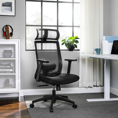 SONGMICS Silla de oficina giratoria ajustable de malla de color negro SONGMICS Silla de oficina giratoria ajustable de malla de color negro
