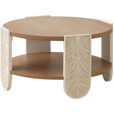 Mathi Design Mesa de centro redonda de madera blanqueada d81 Mathi Design Mesa de centro redonda de madera blanqueada d81