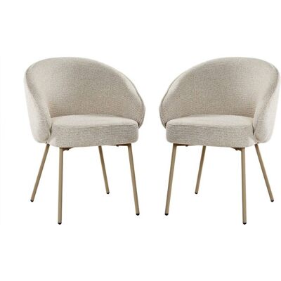 Calicosy Lote de 2 sillas en tela y con patas de metal beige a81 cm Calicosy Lote de 2 sillas en tela y con patas de metal beige a81 cm