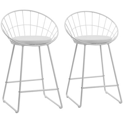 Happy Garden Pack de 2 taburetes de bar de 65cm en metal blanco y cojín blanco Happy Garden Pack de 2 taburetes de bar de 65cm en metal blanco y cojín blanco