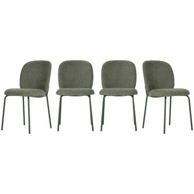 Calicosy Lote de 4 sillas tapizadas en tela con patas de metal a85 cm - verde Calicosy Lote de 4 sillas tapizadas en tela con patas de metal a85 cm - verde