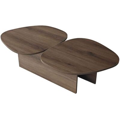 Calicosy Mesa de centro doble tablero orgánica l125 cm - nogal Calicosy Mesa de centro doble tablero orgánica l125 cm - nogal