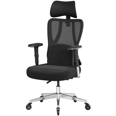 SONGMICS Silla ergonómica con soporte y reposacabezas ajustables de color negro SONGMICS Silla ergonómica con soporte y reposacabezas ajustables de color negro