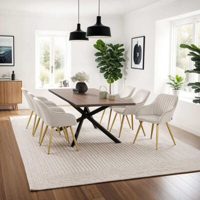 Tectake 4 sillas de comedor, aterciopeladas, 58 x 62 x 82 cm, gris topo/oro Tectake 4 sillas de comedor, aterciopeladas, 58 x 62 x 82 cm, gris topo/oro