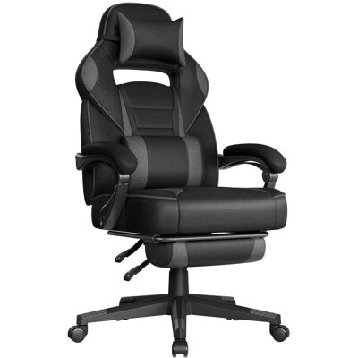 SONGMICS Silla de oficina ergonómica con reposapiés de color negro y gris SONGMICS Silla de oficina ergonómica con reposapiés de color negro y gris